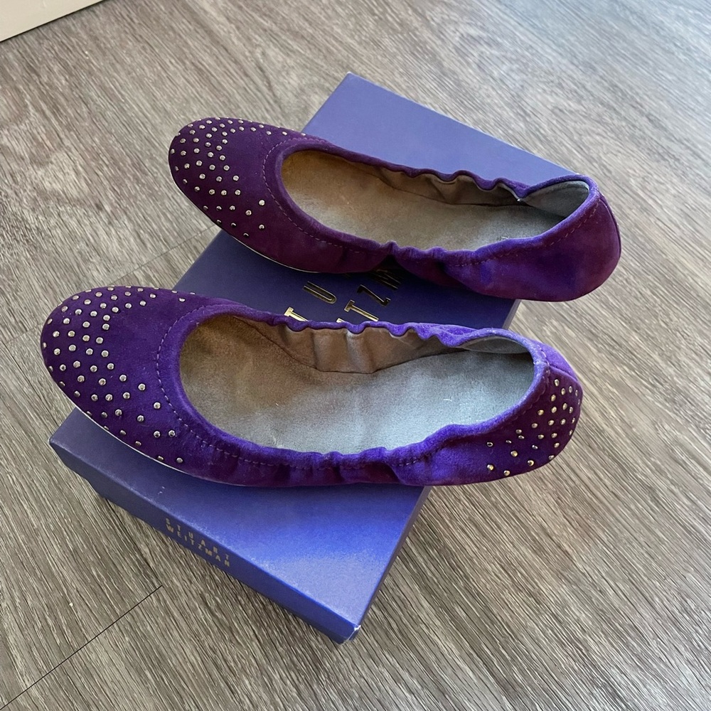 Authentic Stuart Weitzman Suede Flat Shoes, Size 7 - image 8
